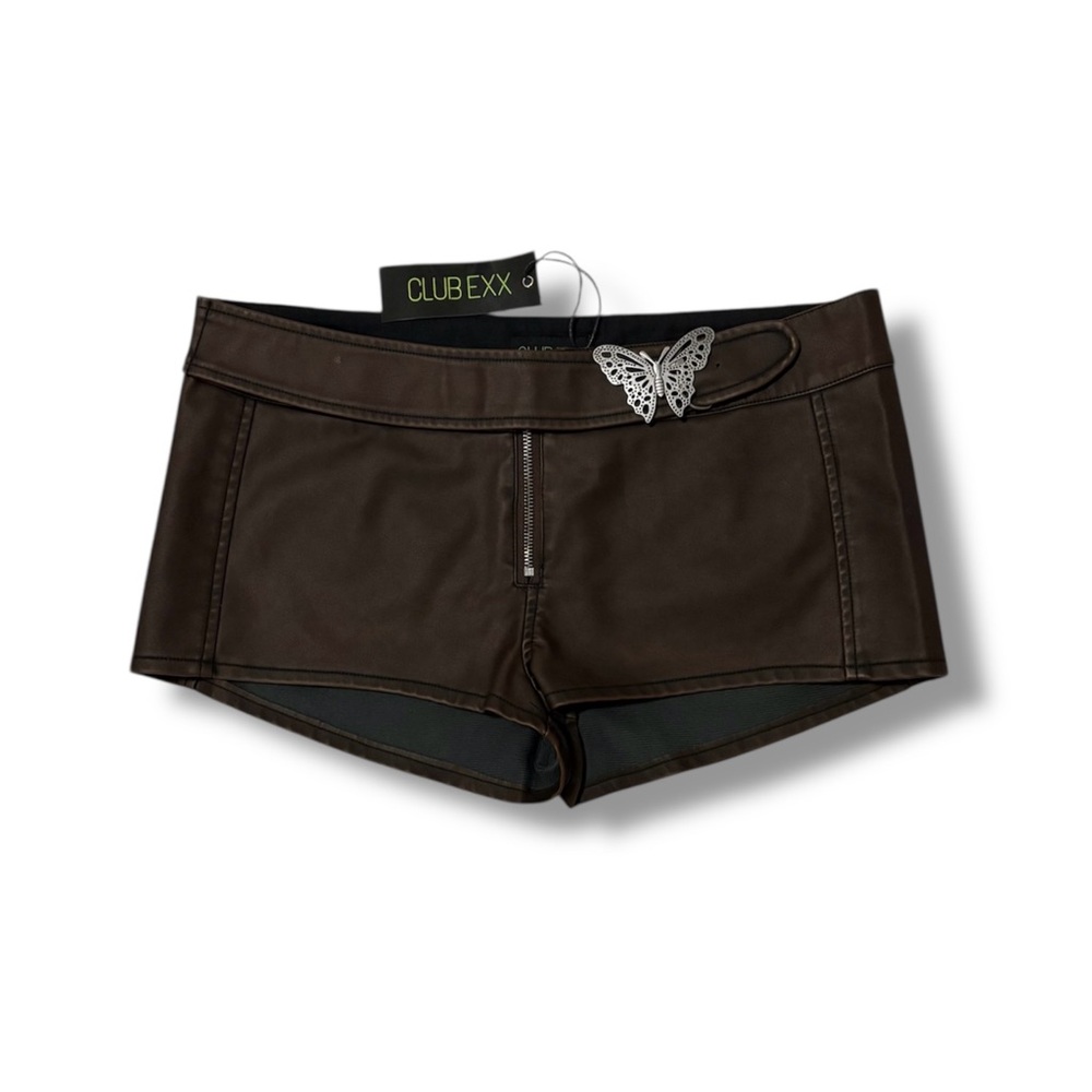 DollsKill | NWT’s Club Exx Rave Butterfly Y2K Grunge Pleather Belted Mini Shorts